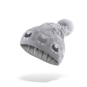 Cable Knit Bobble Hat - Grey