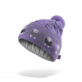 Cable Knit Bobble Hat - Purple