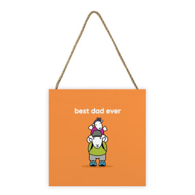 Best Dad Ever Wooden Block - Orange
