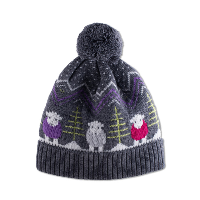 Fair Isle Bobble Hat Pink/Purple