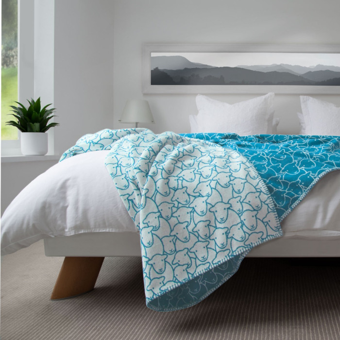 Flock Recycled Cotton Throw Blue