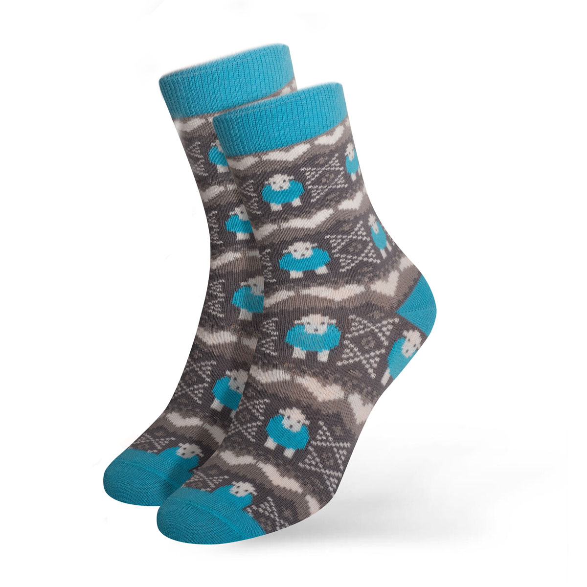 Fair Isle Socks - Blue - 4-7