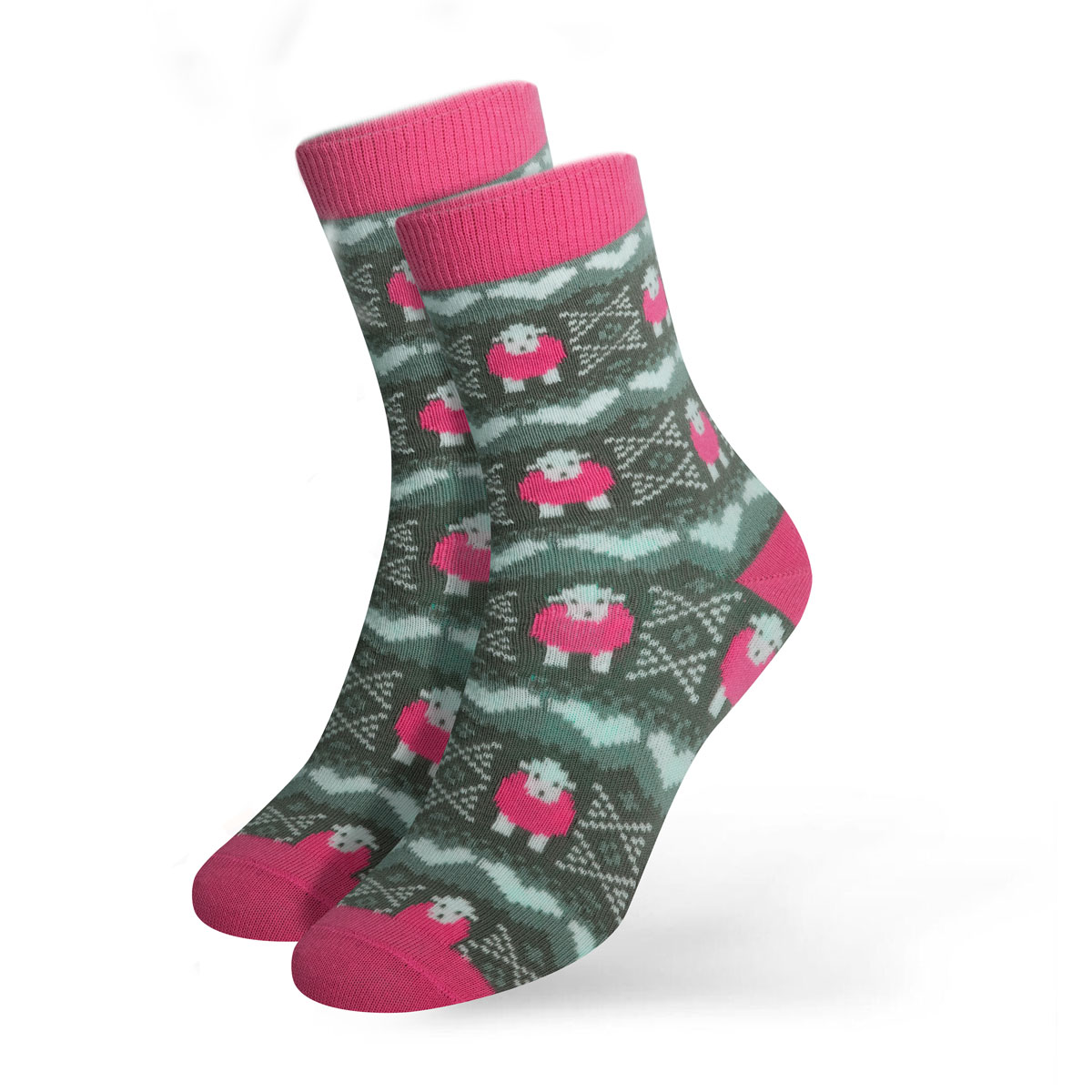Fair Isle Socks - Pink - 4-7