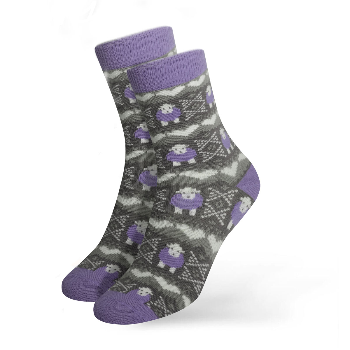Fair Isle Socks - Purple - 4-7