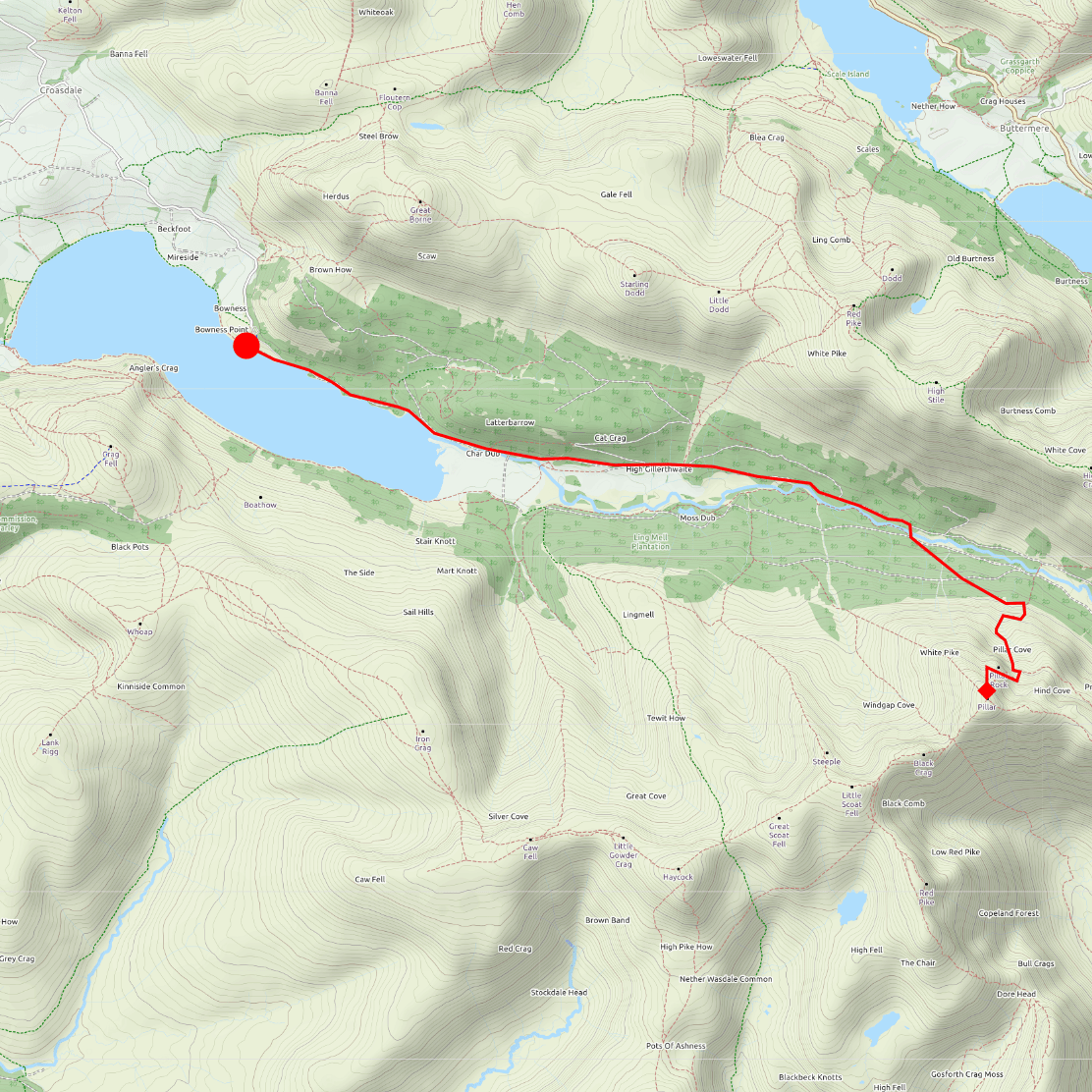 The route to Pillar from Ennerdale via Pillar Rock