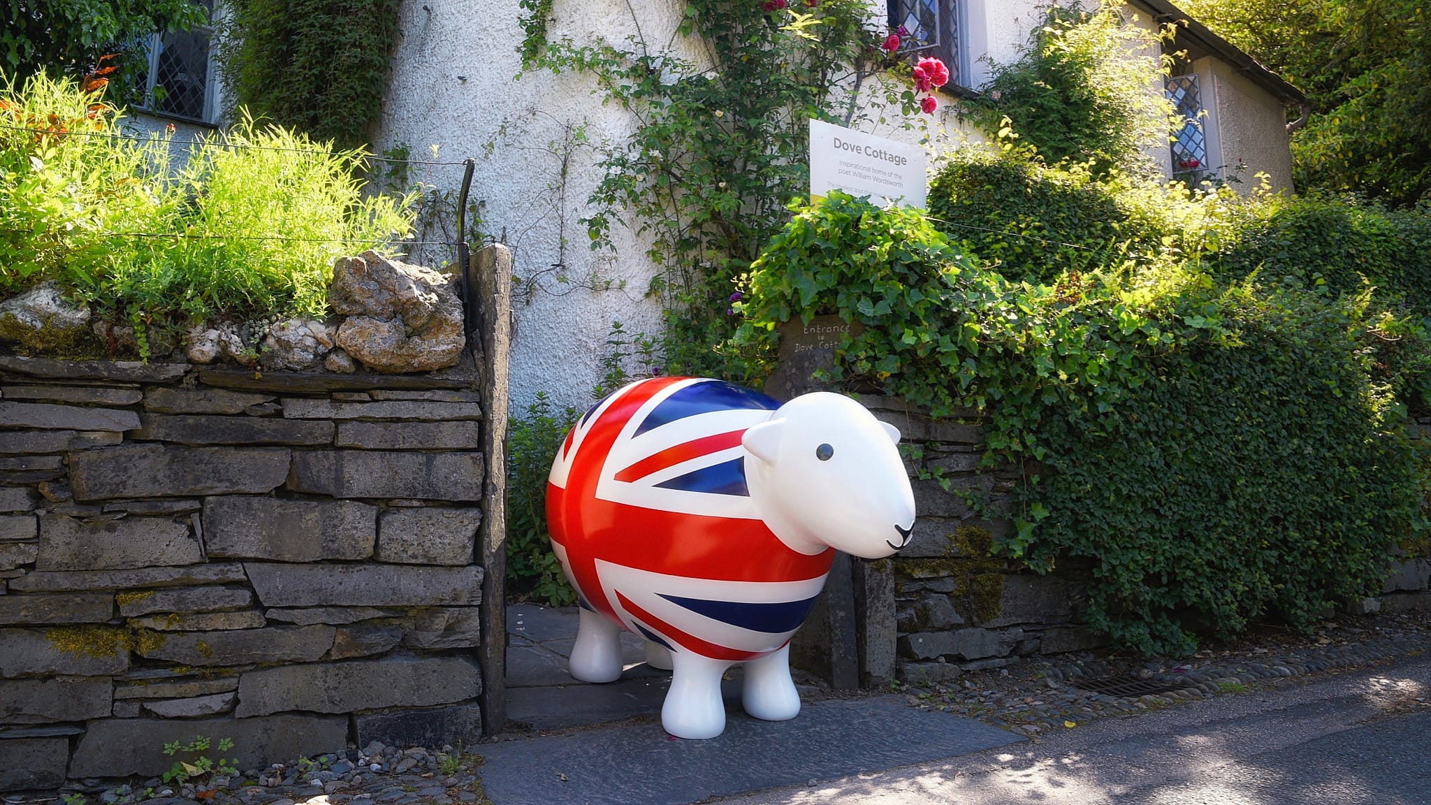 Giant GB Herdy outside Dove Cottage, the former home of the Wordsworth family