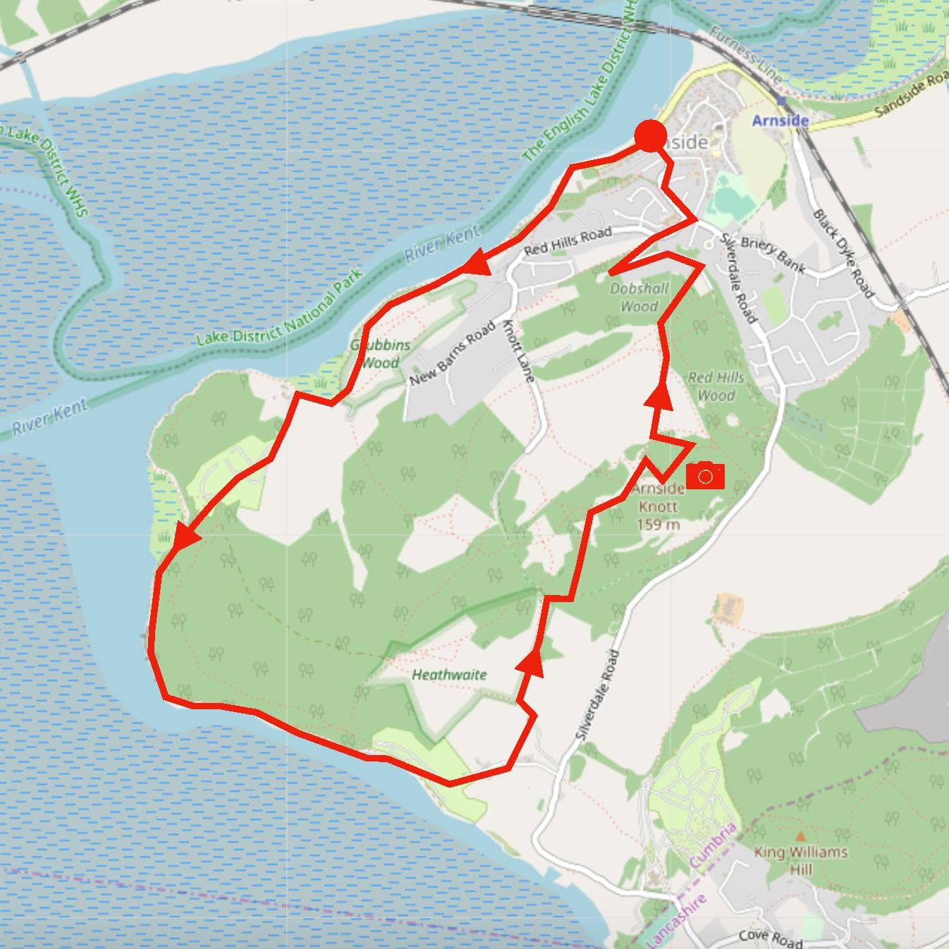 Arnside to Arnside Knott route