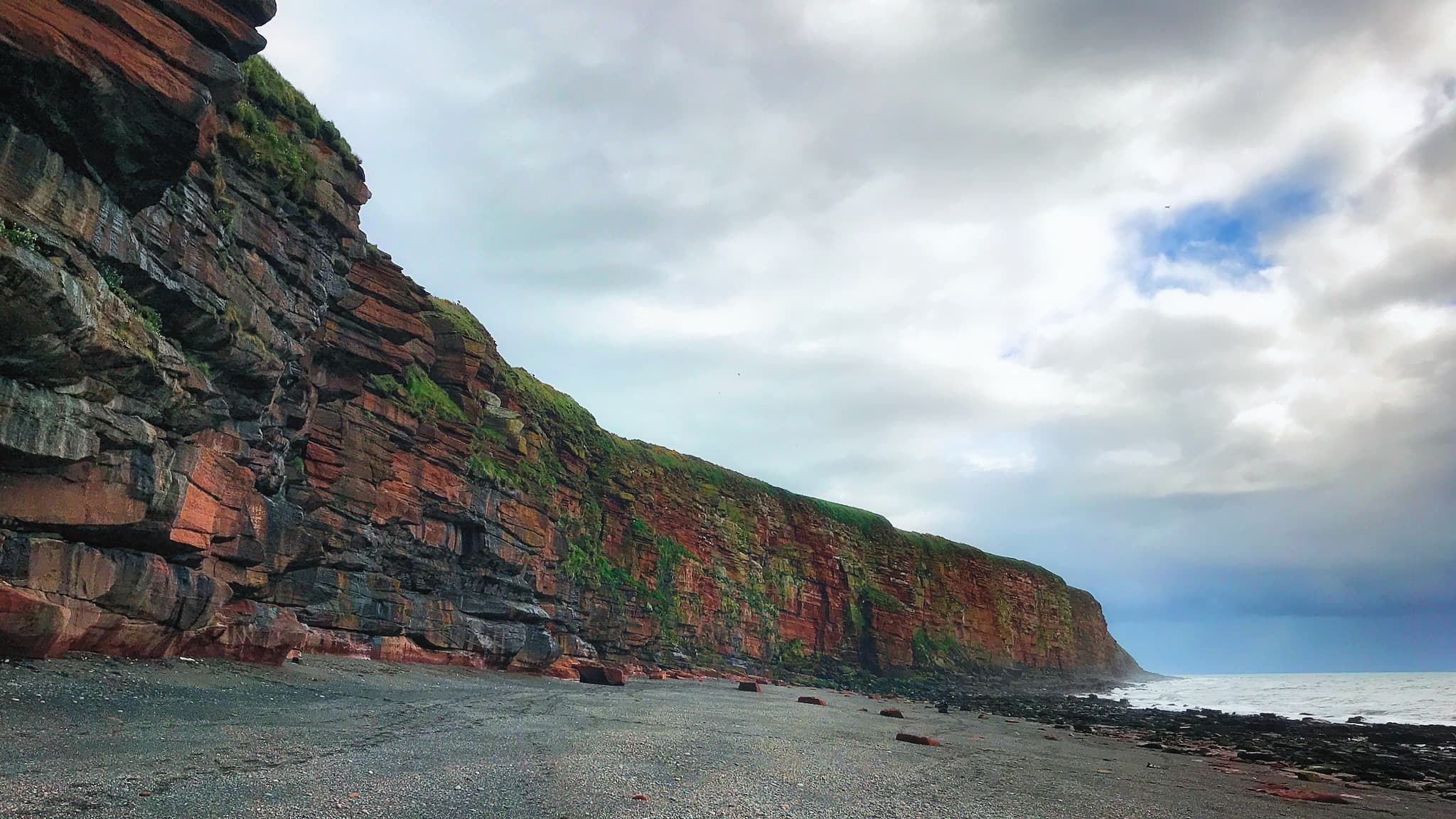 The cliffs of St. Bees head at Fleswick Bay on the Cumbrian Coast