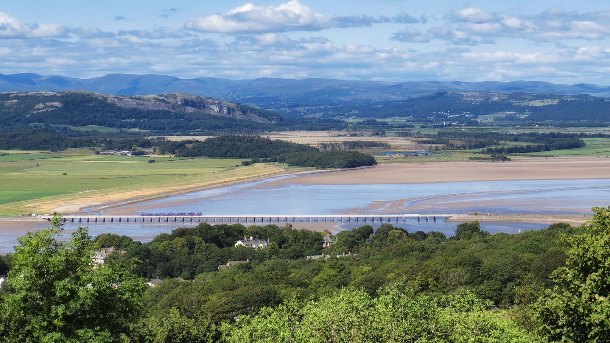 View over the Kent Viaduct to the southern Lake District from Arnside Knott. Photo by Alastair Rae, licensed CC-BY-SA-2.0