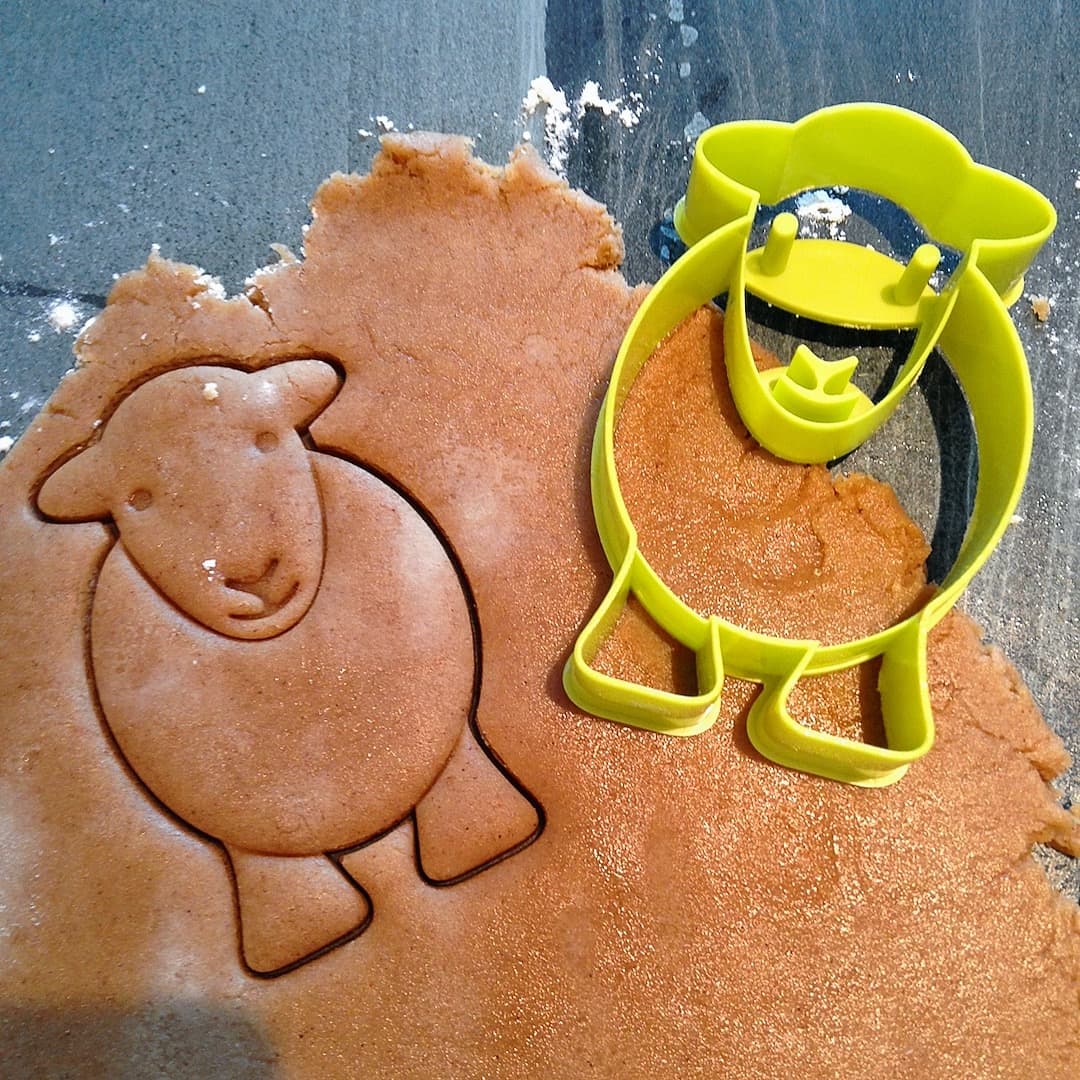 Use our Herdy Cookie Cutters to cut out Herdy Yan Christmas gingerbread biscuits