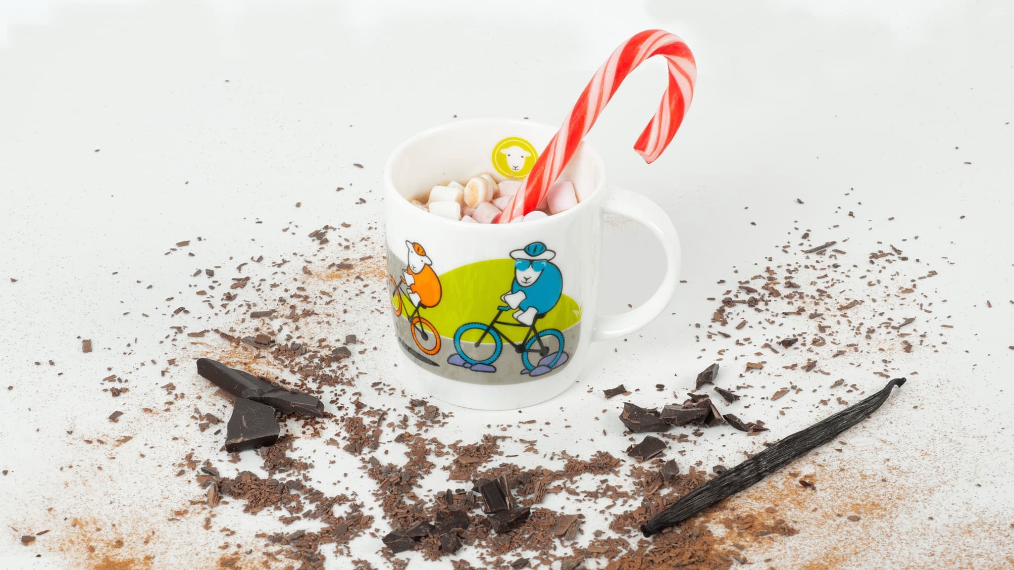 Minty fresh hot chocolate! Use peppermint schnapps and vanilla in a rich hot chocolate.