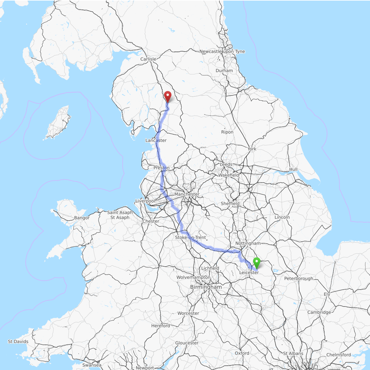 Getting to the Lake District from the Midlands.