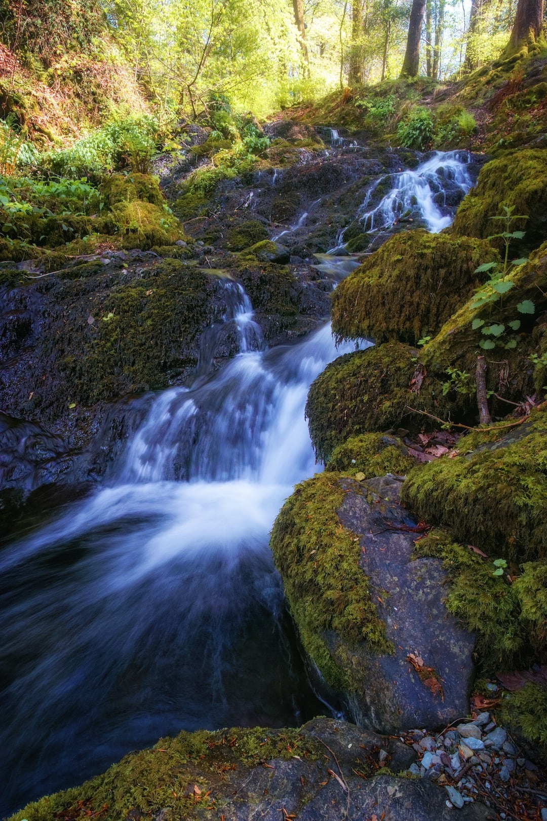 The cascades of Wynlass Beck before emptying into Windermere at Millerground