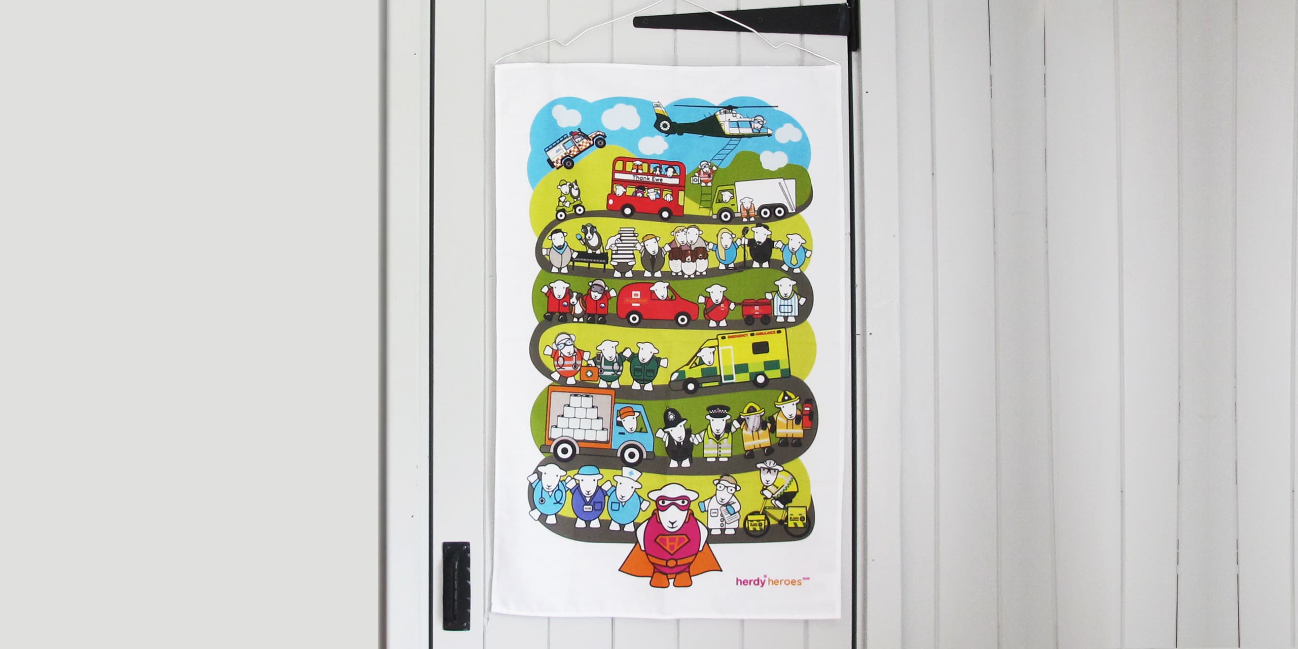 The Herdy Heroes fundraiser tea towel