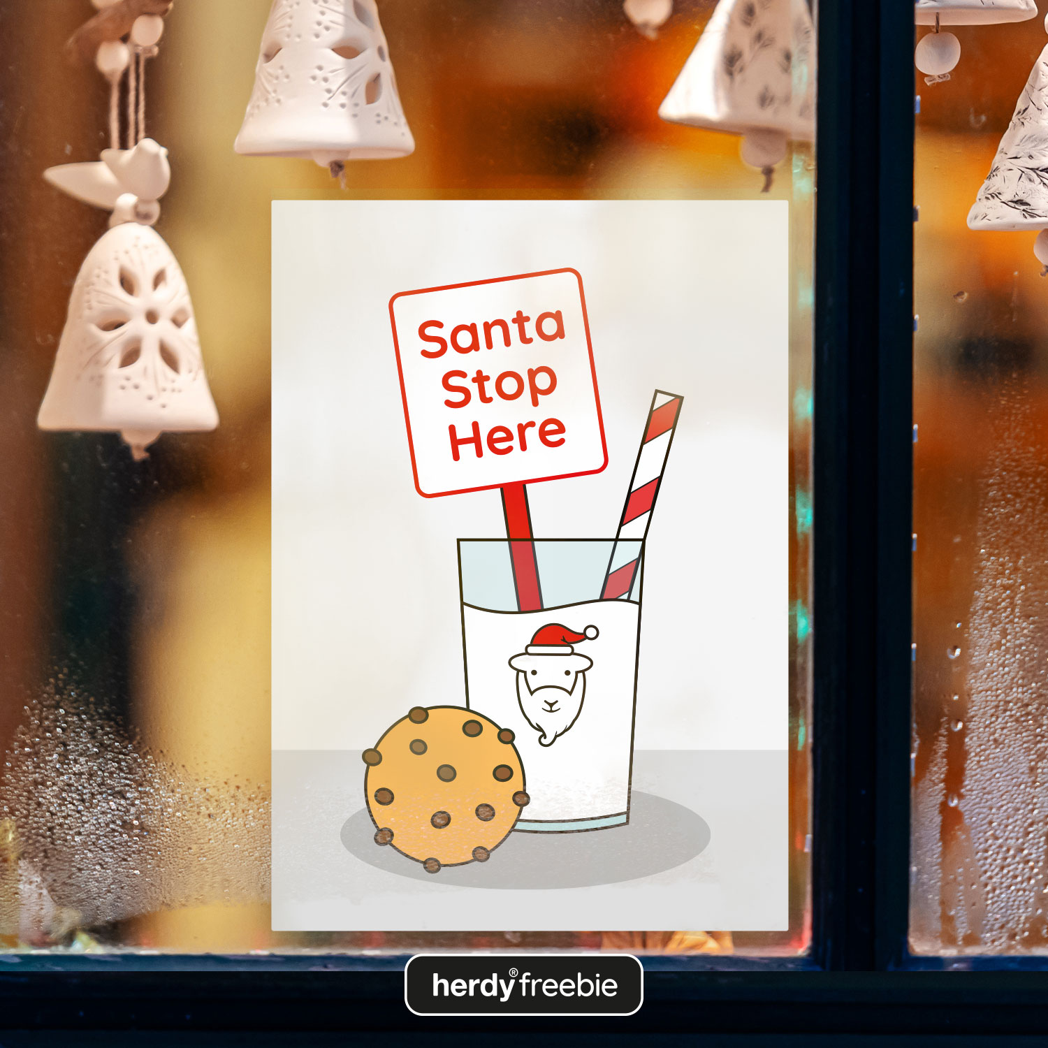 Free downloadable Santa stop here poster