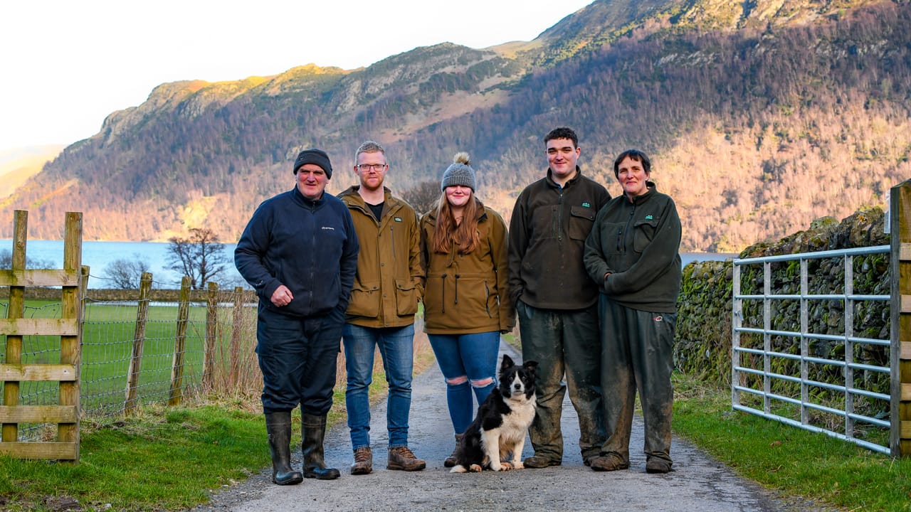 The Hodgson family on their farm in teh Lake District