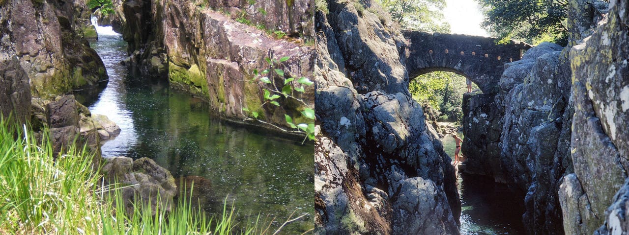 Birks Bridge in the Duddon Valley. Photos by Andrew Hill (CC BY-SA 2.0) and Tom Richardson (CC BY-SA 2.0)