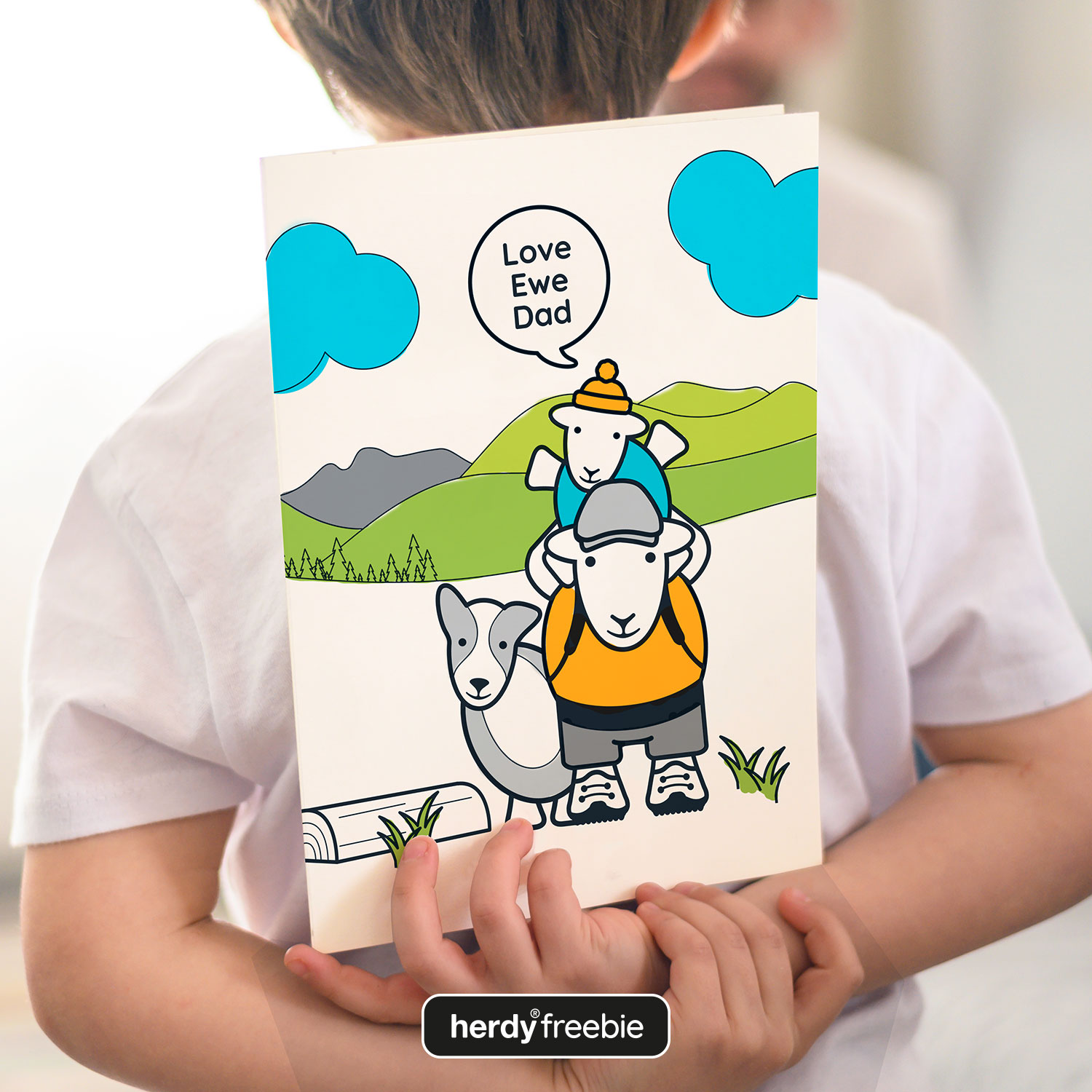 Herdy Freebie, downloadable Fathers Day Card