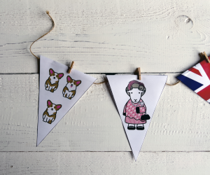 FREEBIE Queen bunting colouring in