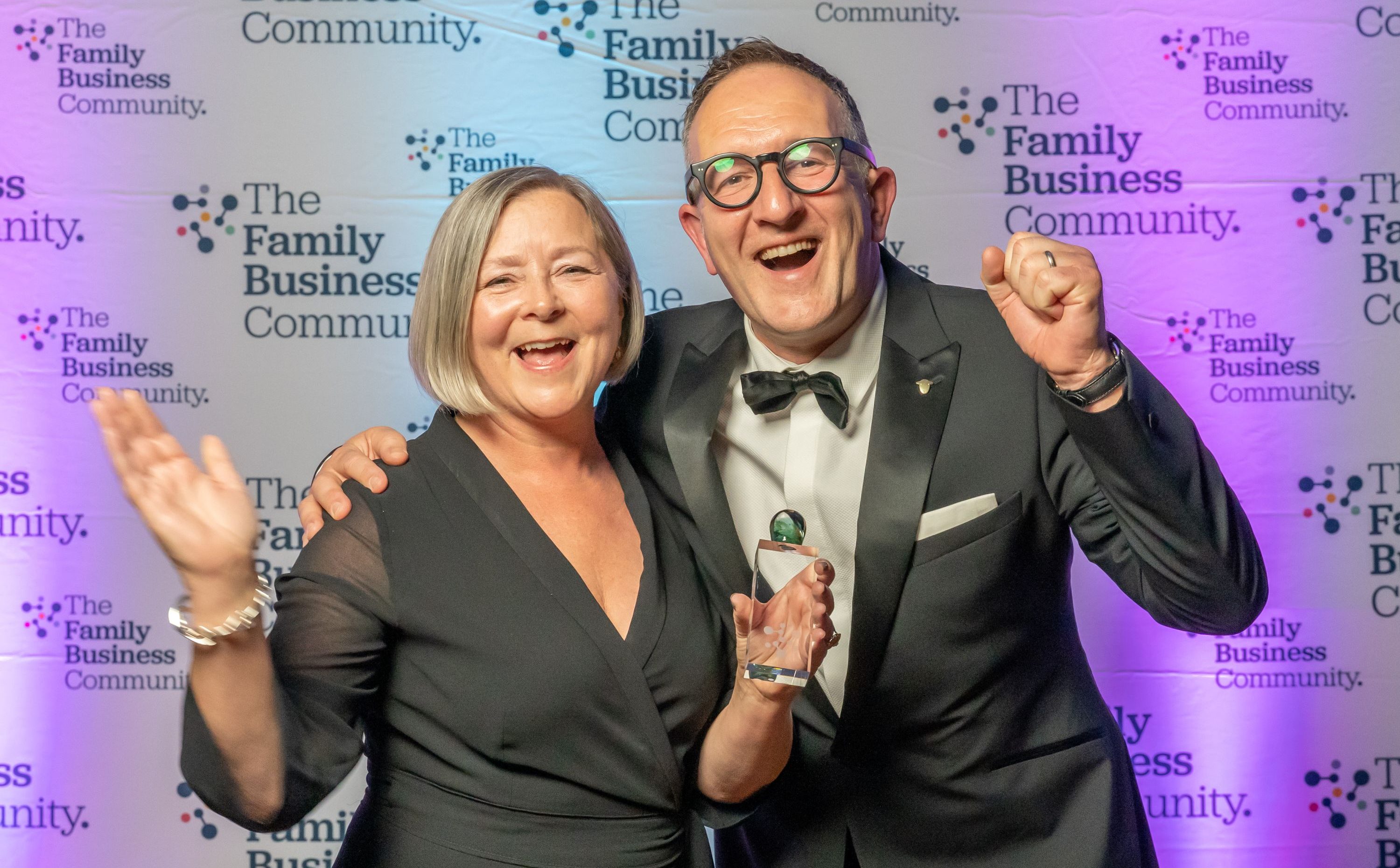 Spencer and Diane Hannah at The North West Family Business Awards with their trophy