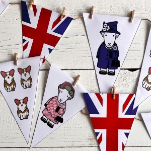 FREEBIE Queen bunting colouring in