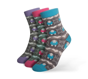 Herdy Fairisle Socks: In Pink, Blue and Purple