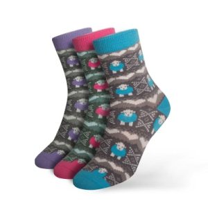 Herdy Fairisle Socks: In Pink, Blue and Purple