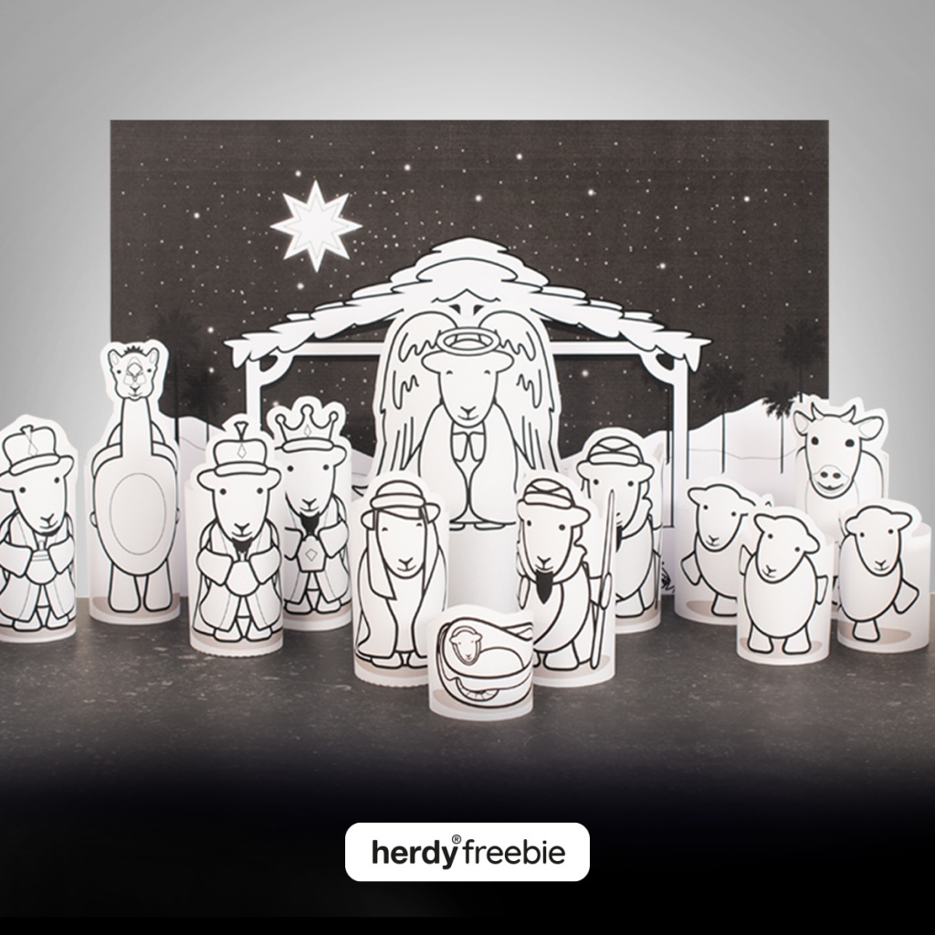 Herdy Nativity, Freebie Download, Nativity Scene With Herdwick Sheep