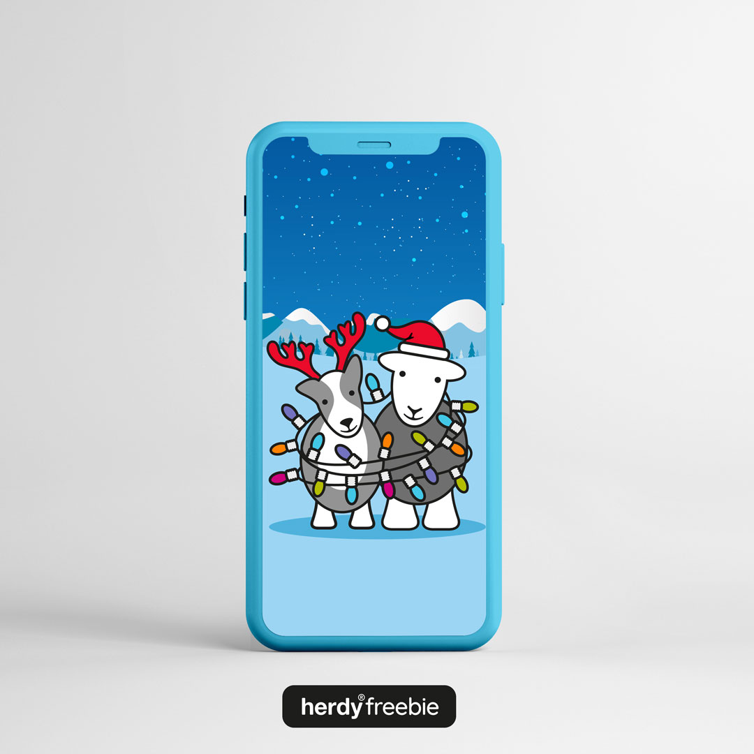 Herdy Christmas Mobile Phone Wallpaper, Freebie
