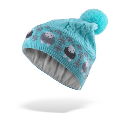 Cable Knit Bobble Hat - Blue
