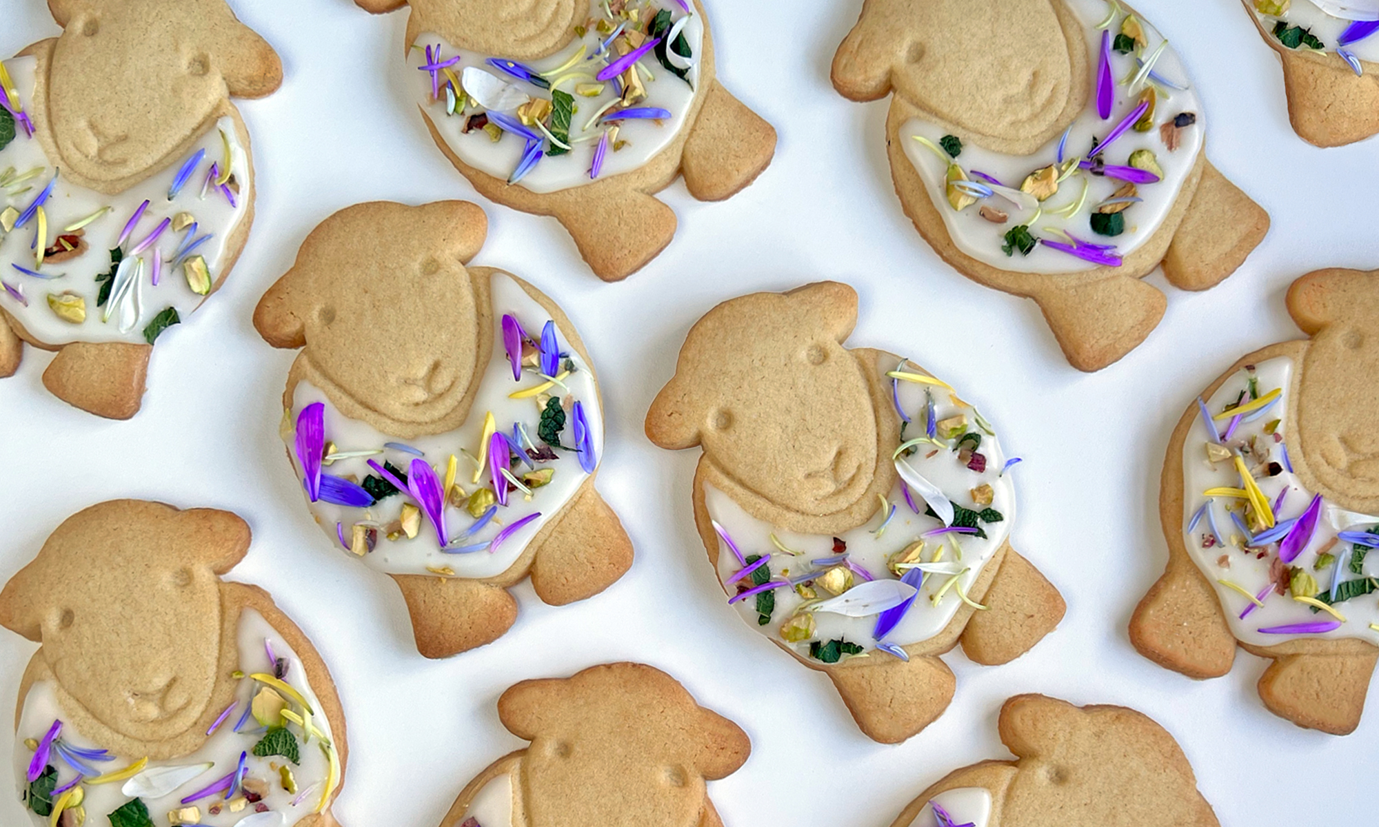 Herdy Floral Sugar Cookies, Made with edible flowers and royal icing