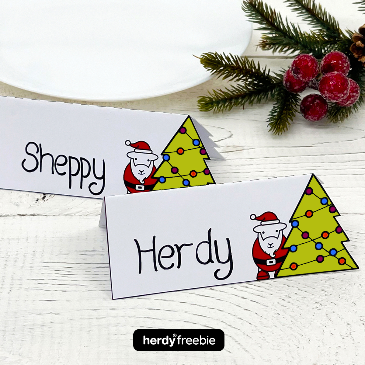 Herdy Christmas dinner place names, FREE DOWNLOAD